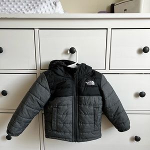 Grey and black 2t northface coat